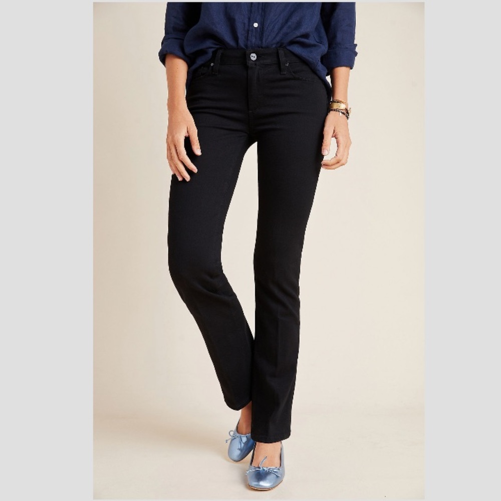 Paige Manhattan Mid Rise Black Boot Cut Jeans pre-loved
